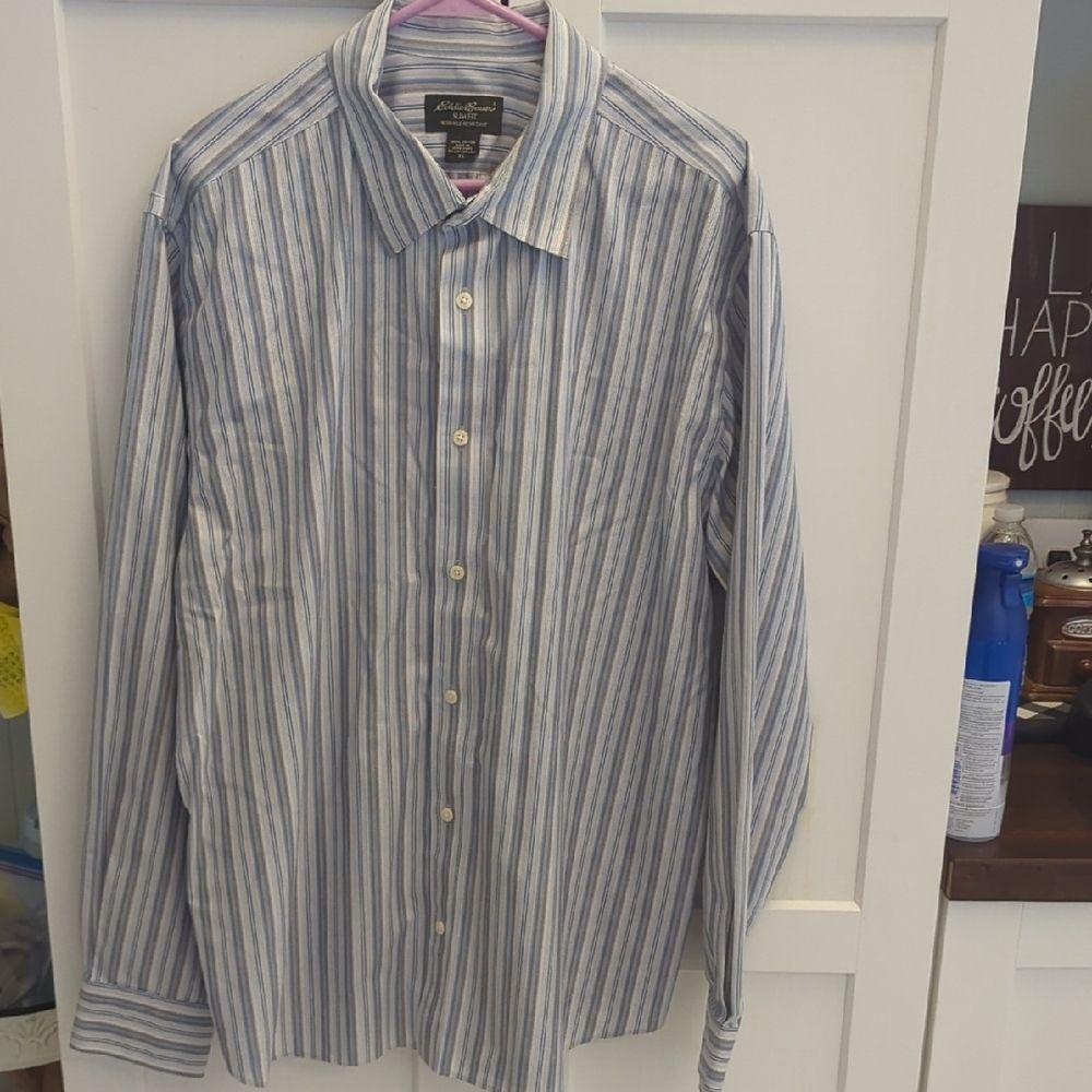 Eddie Bauer men’s striped shirt | button-down long sleeve classic casual